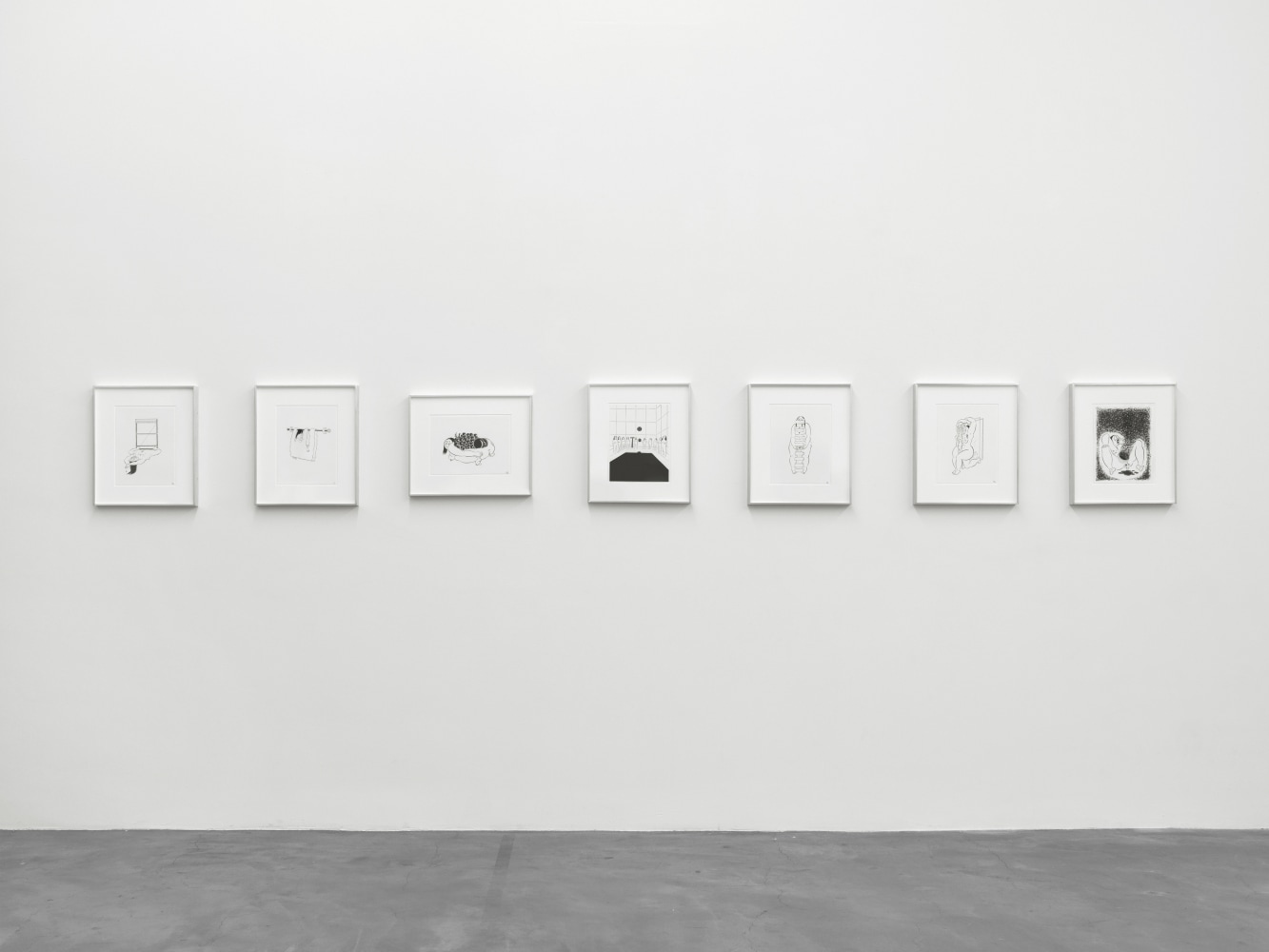 Installation view of paintings and sculptures group exhibition