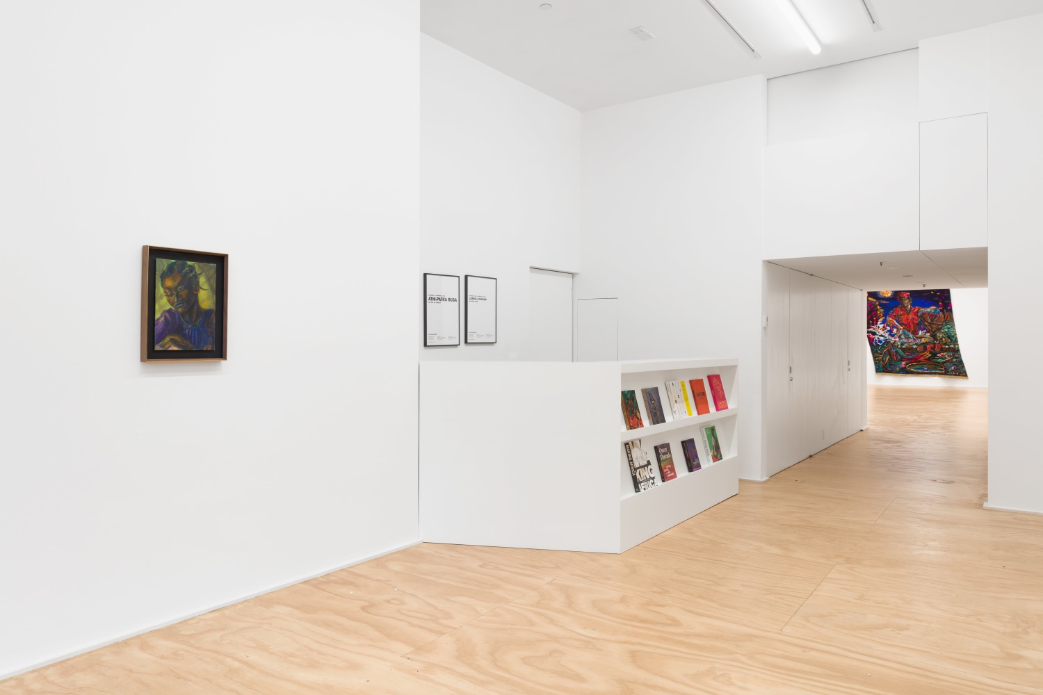 Installation view of drawings and textile works by Athi-Patra Ruga