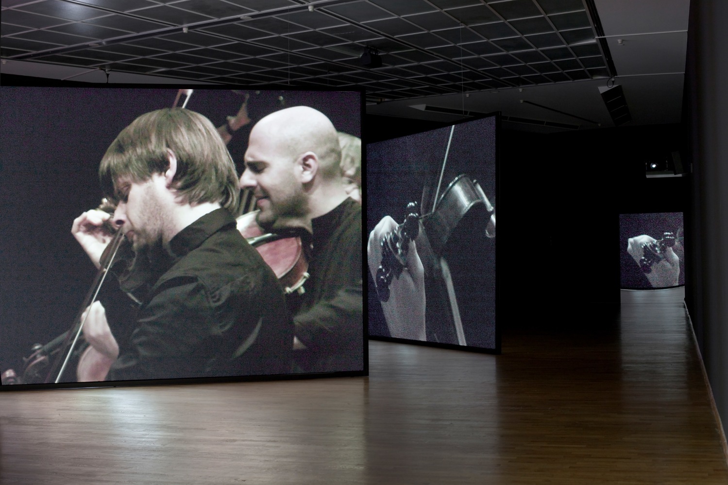 Installation view of video work by Douglas Gordon