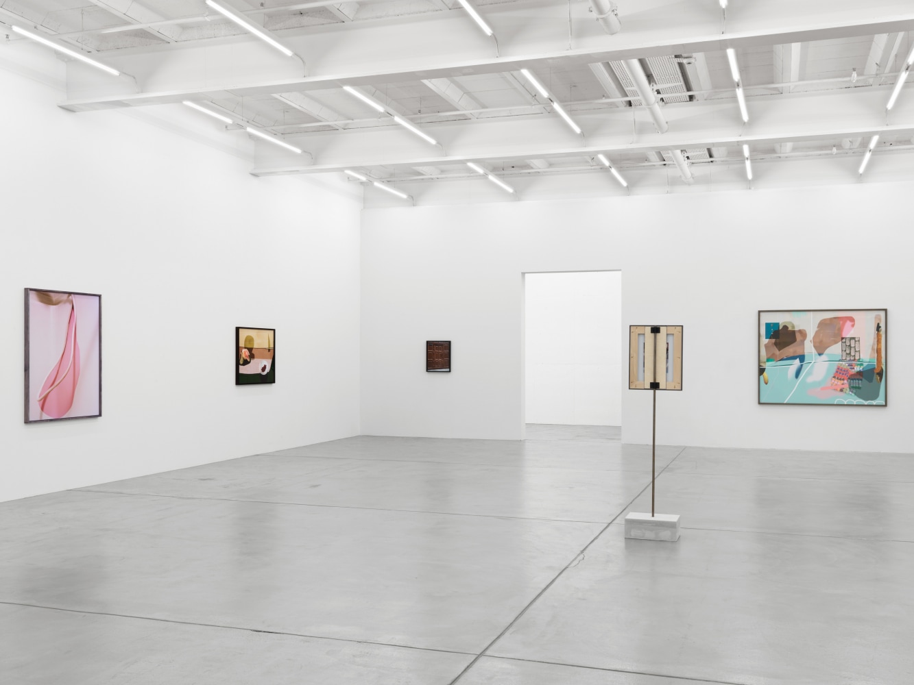 Installation view of Lucas Blalock photography and sculpture exhibition