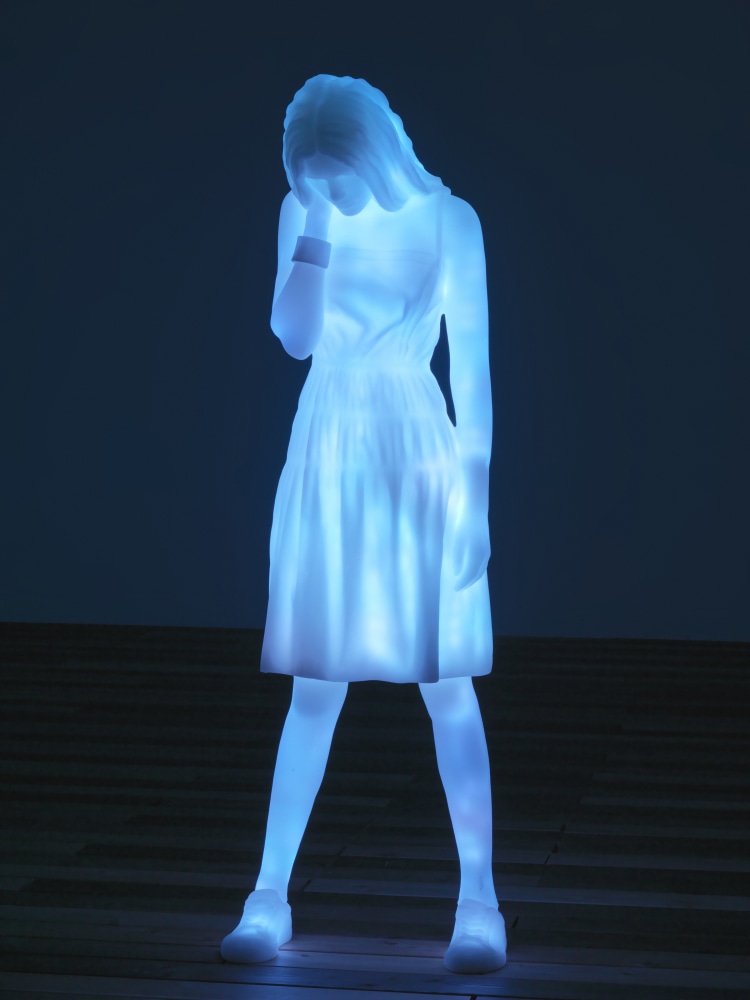 Installation view of 3-part sculpture installation by Doug Aitken