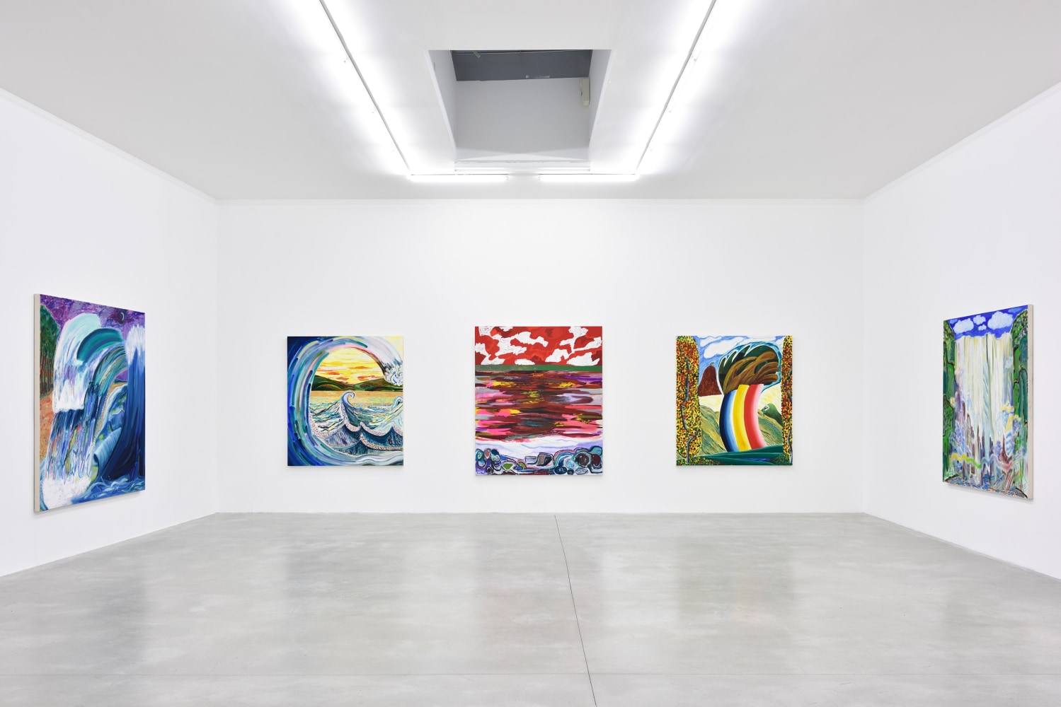Installation view of Paintings by Shara Hughes
