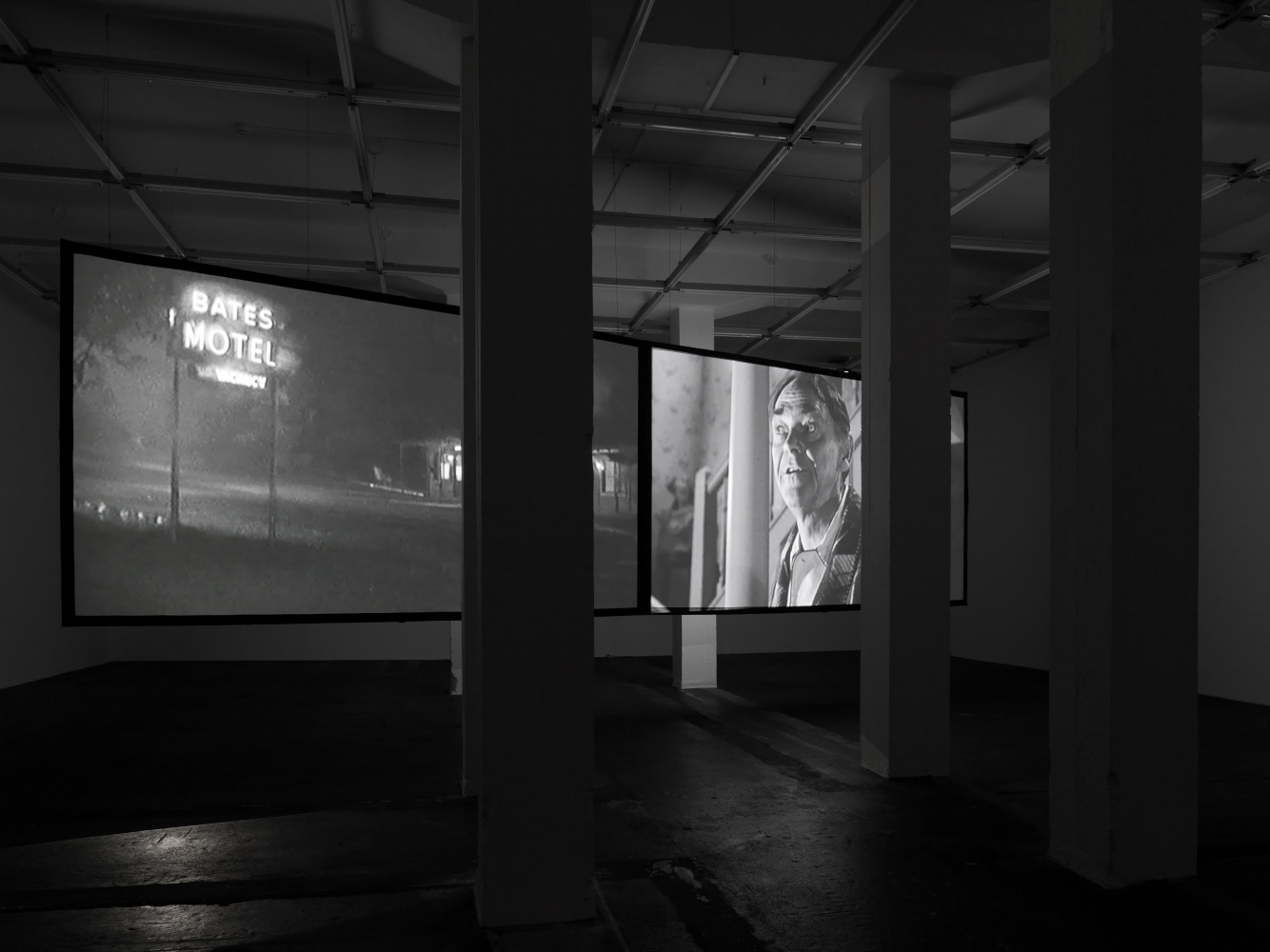 Installation view of Douglas Gordon film and installation exhibition