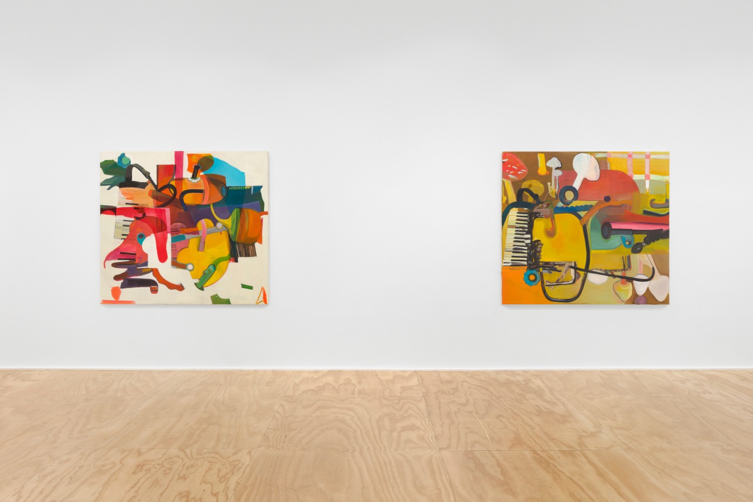 Installation view of paintings by Alex Hubbard