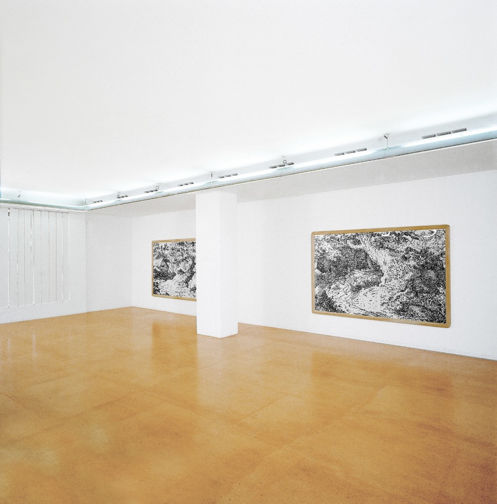 Installation view of paintings by Ugo Rondinone