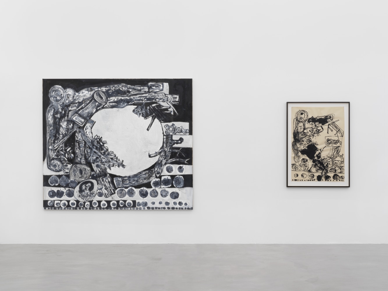 Installation view of Tobias Pils paintings and ink works on paper exhibition