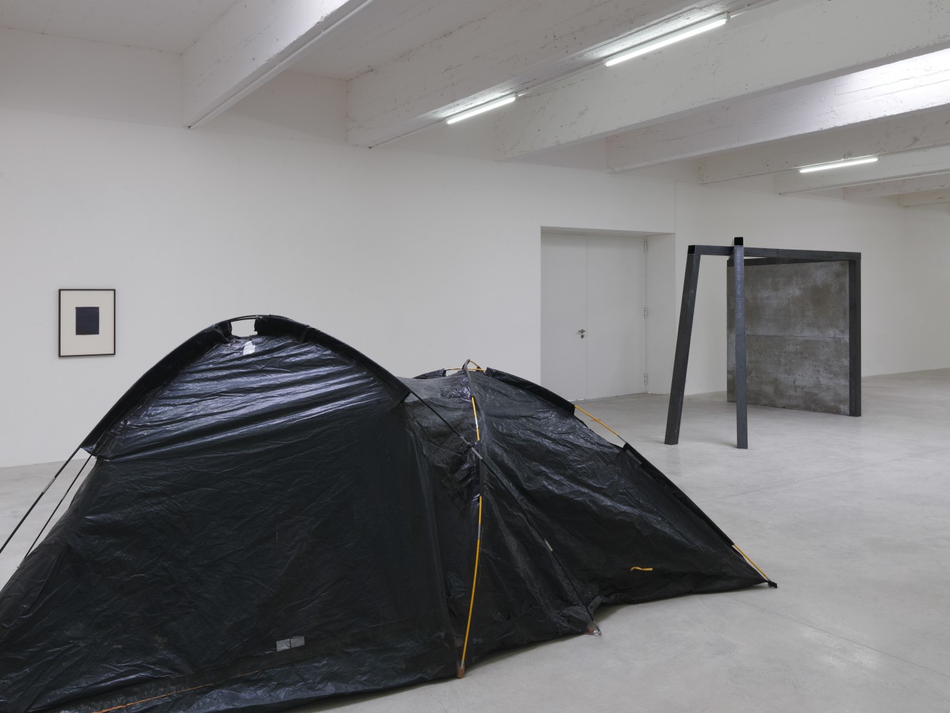 Installation view of sculptures by Oscar Tuazon