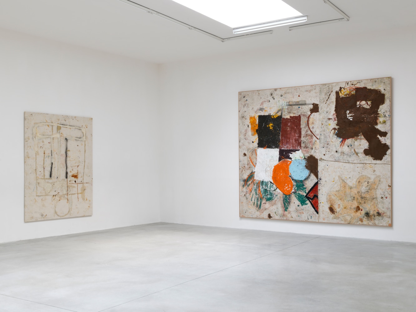 Installation view of paintings by Joe Bradley