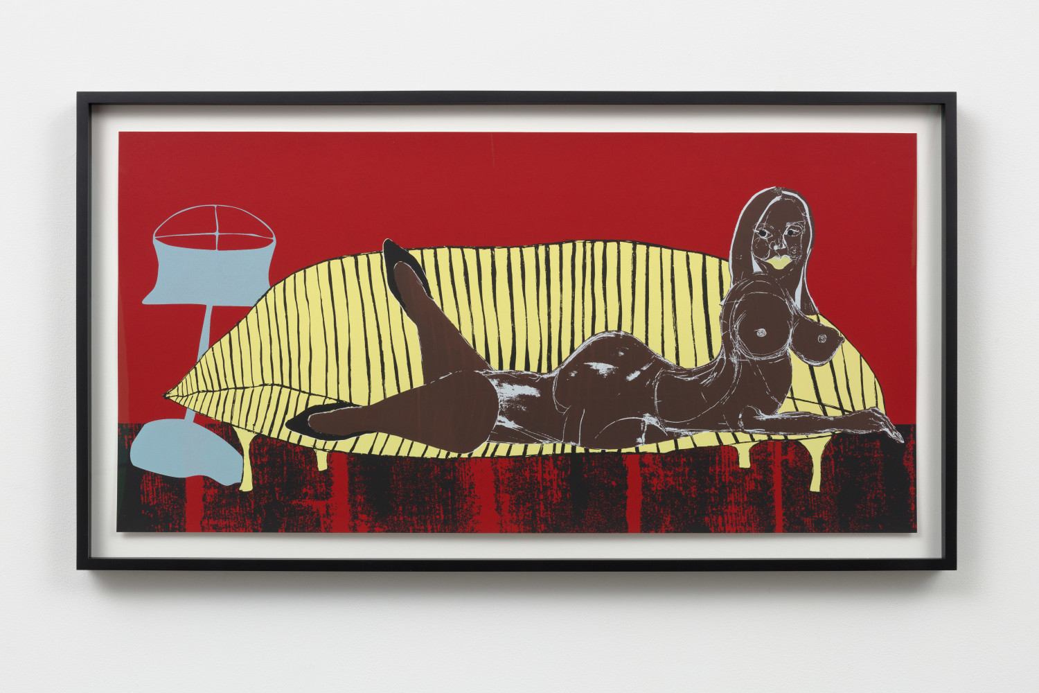 TSCHABALALA SELF

Home Alone - Chocolate Girl on Yellow Sofa

2023

Water-based screenprinting ink on Saunders paper

Unique

Sheet 61 x 120.5 cm / 24 x 47 1/2 in

Frame 72 x 132.5 x 5 cm / 28 3/8 x 52 1/4 x 2 in

SELF 56686