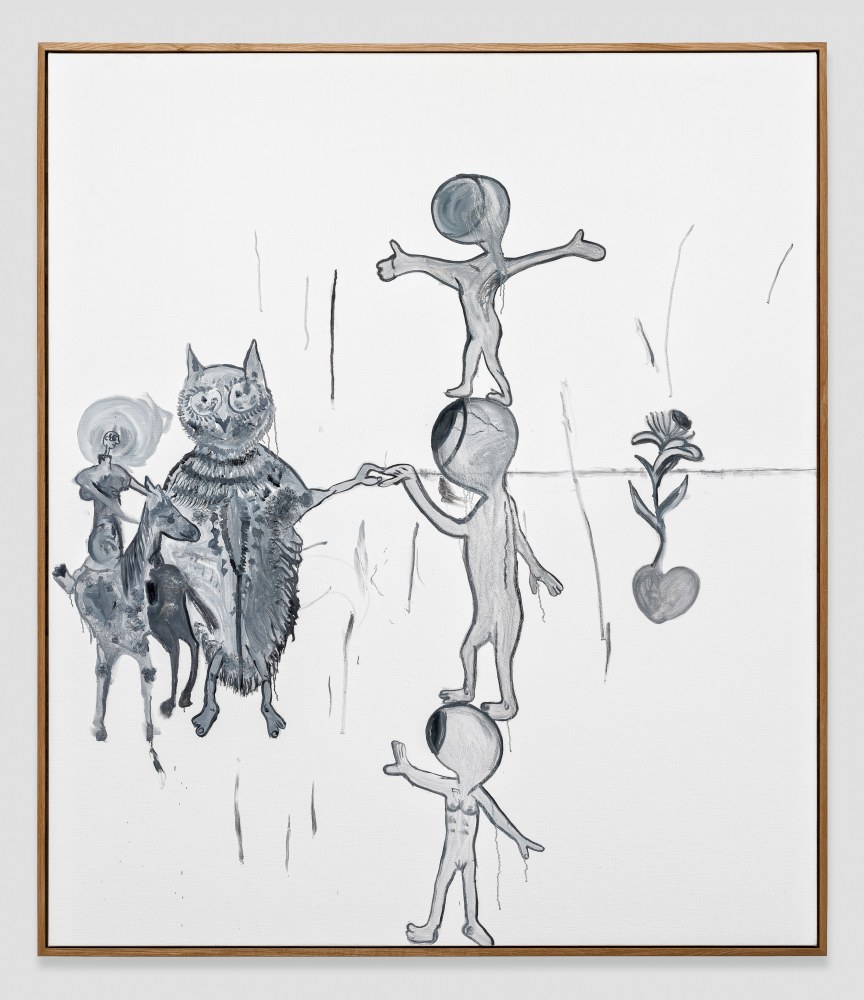 Grey, white, black painting by Tobias Pils, Inheritance 2020 Oil on canvas 236 x 203.5 cm / 92 7/8 x 80 1/8 in