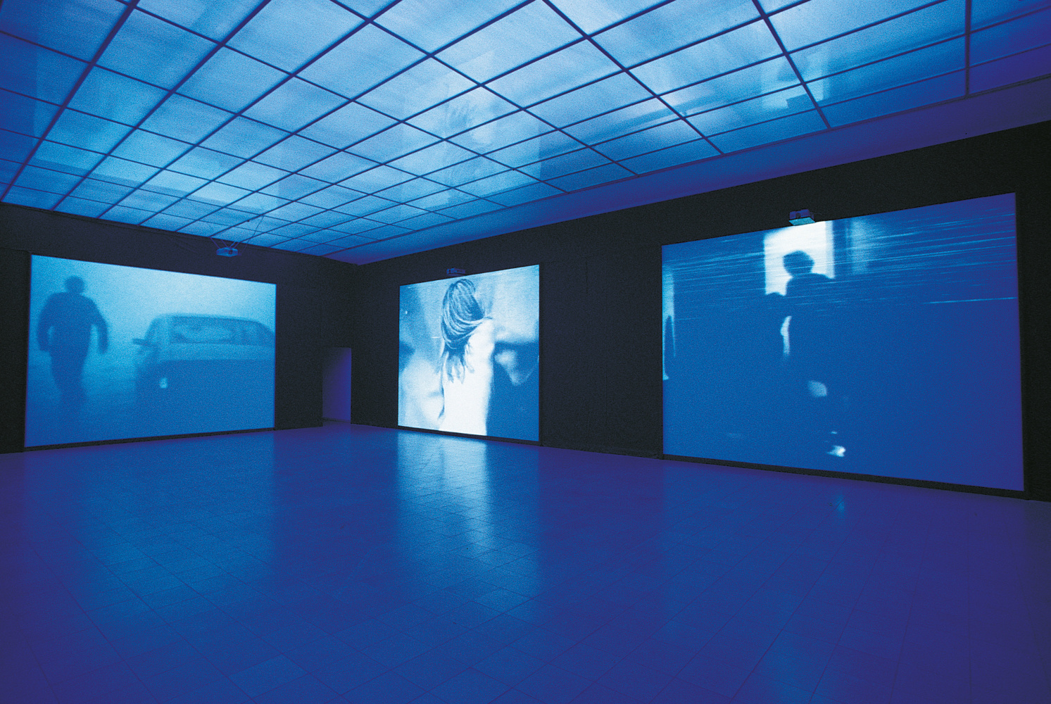 Installation view of video work by Ugo Rondinone