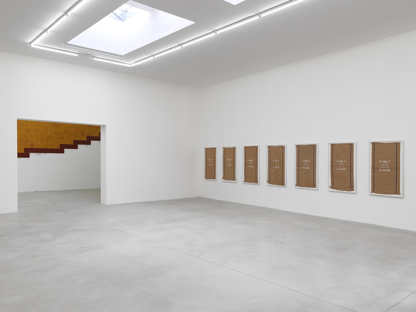 Installation view of sculptures by Matias Faldbakken