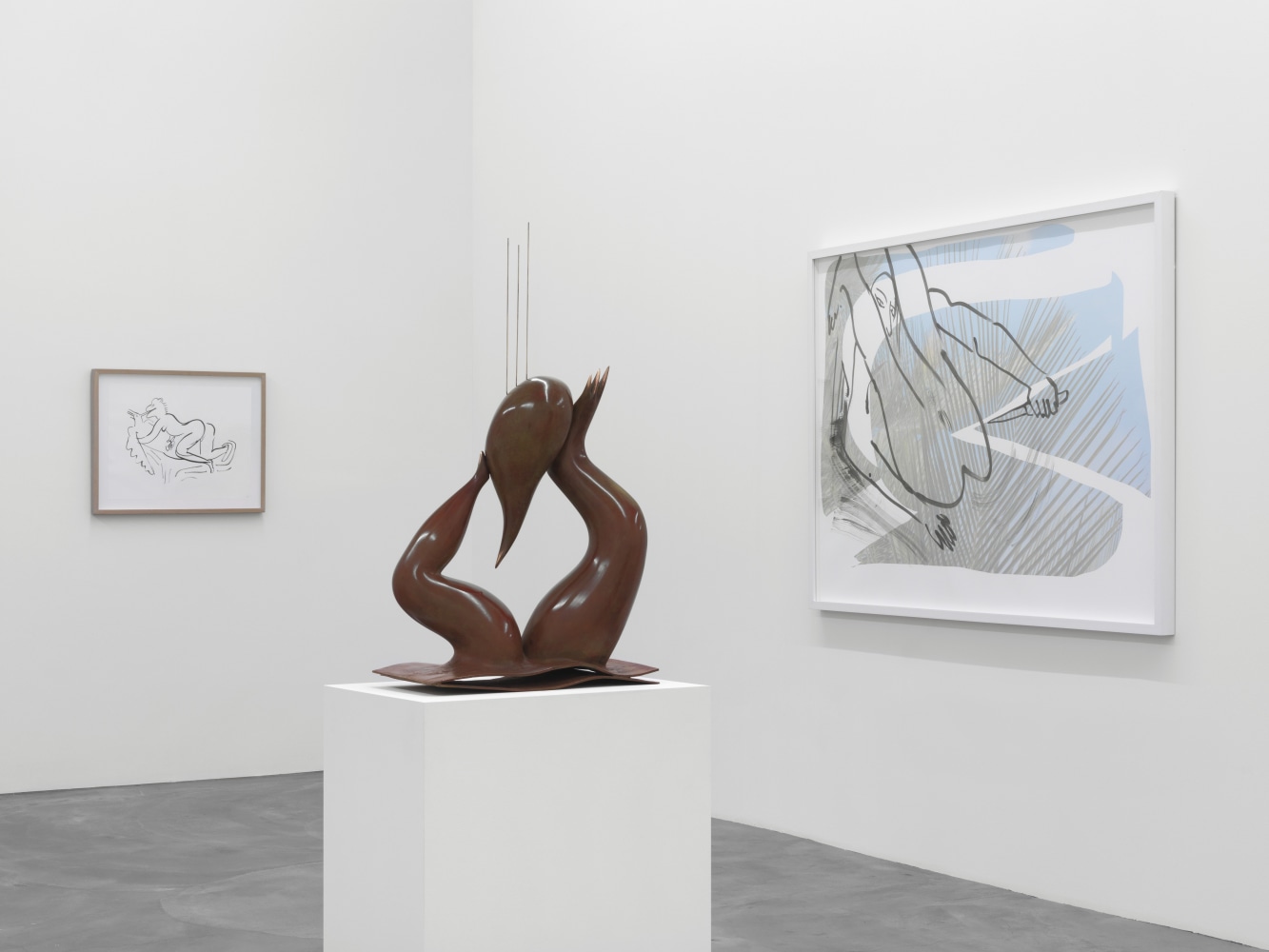 Installation view of paintings and sculptures group exhibition