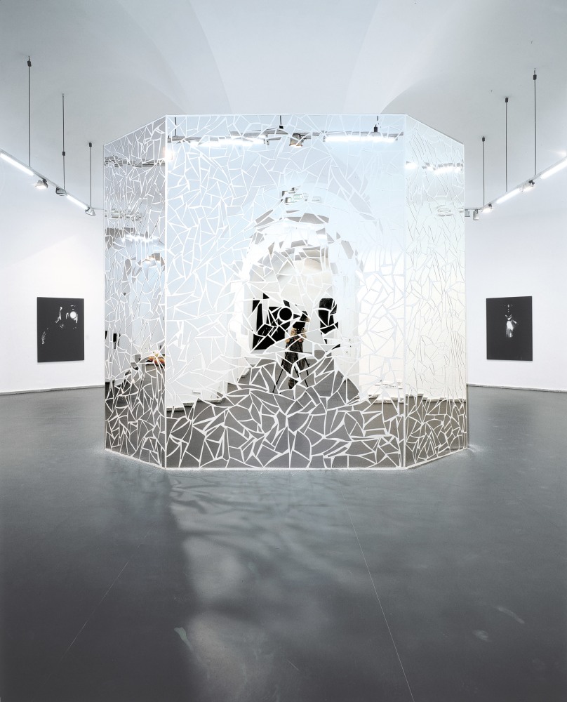 Installation view of sculptures and paintings by Ugo Rondinone