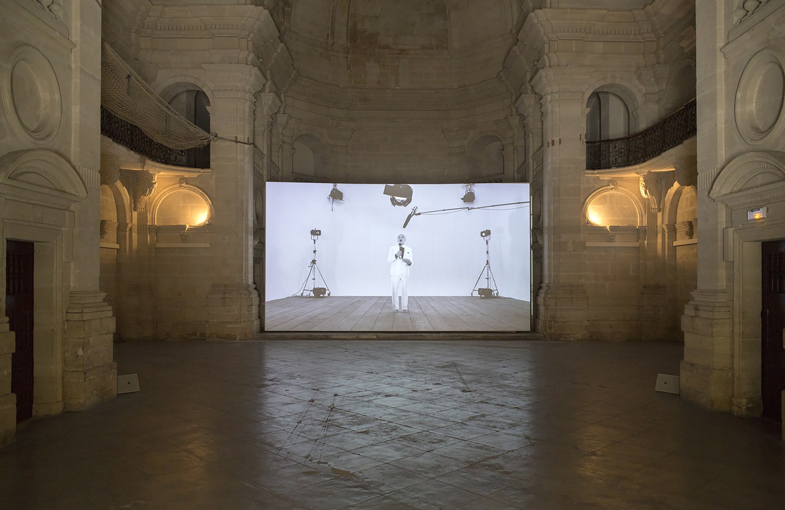 Installation view of video work by Ugo Rondinone