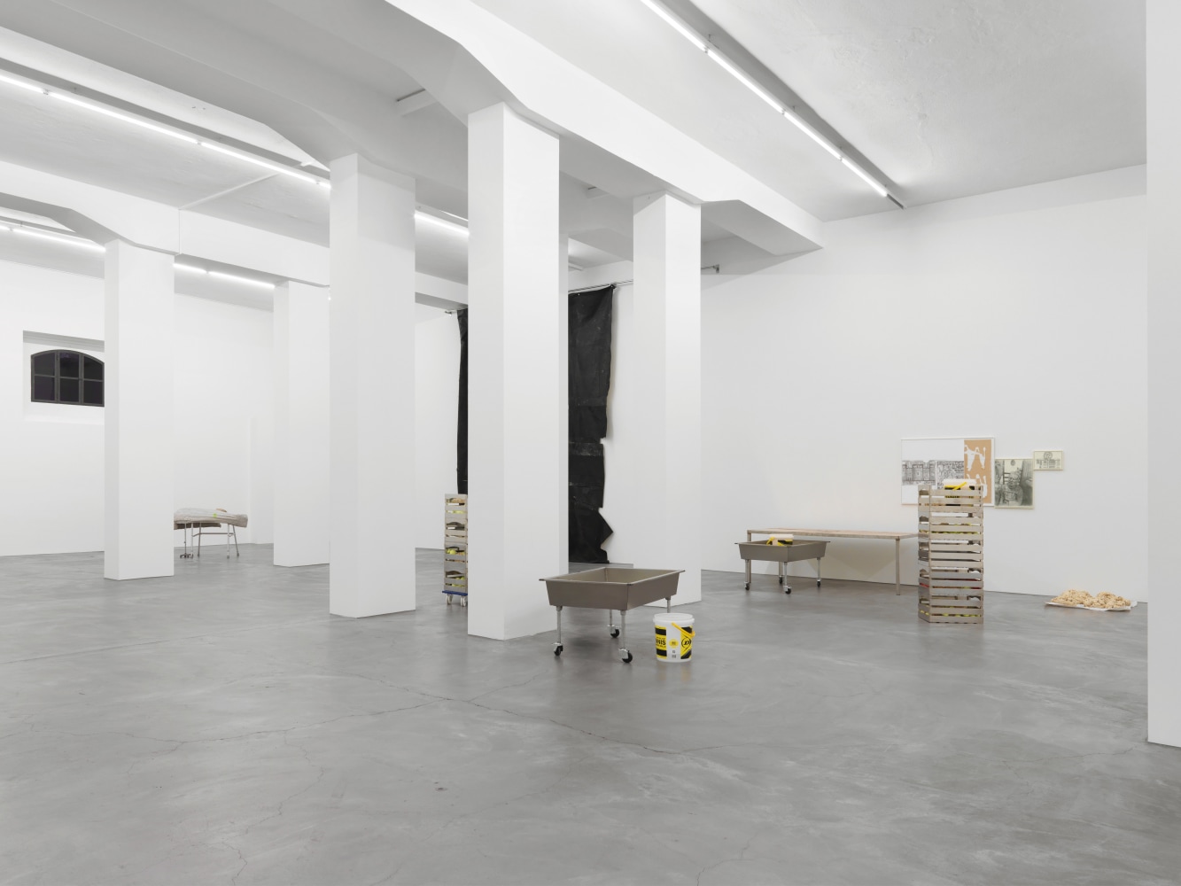 Installation view of paintings and sculptures group exhibition