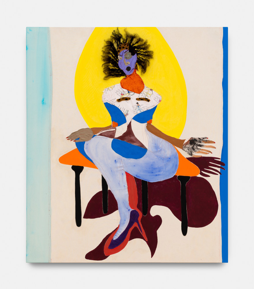 Installation view of painting by Tschabalala Self