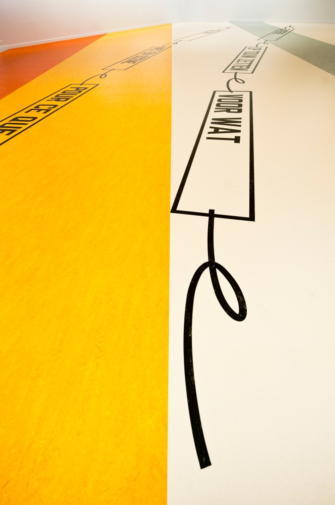Installation view of floor work by Liam Gillick