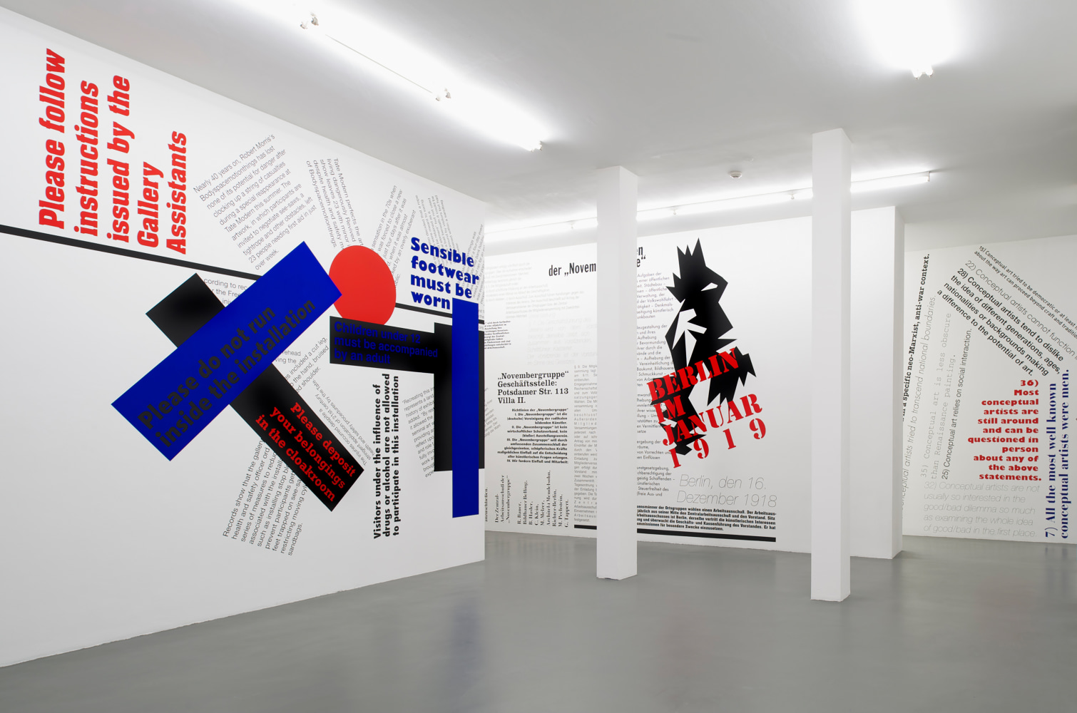 Installation view of sculptures by Angela Bulloch