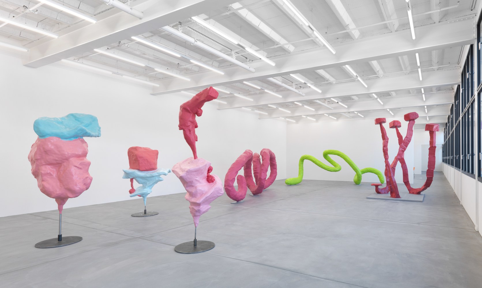 Installation view of Franz West sculptures and furniture works exhibition