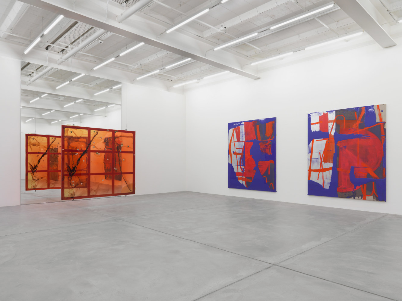 Installation view of Alex Hubbard urethane paintings exhibition
