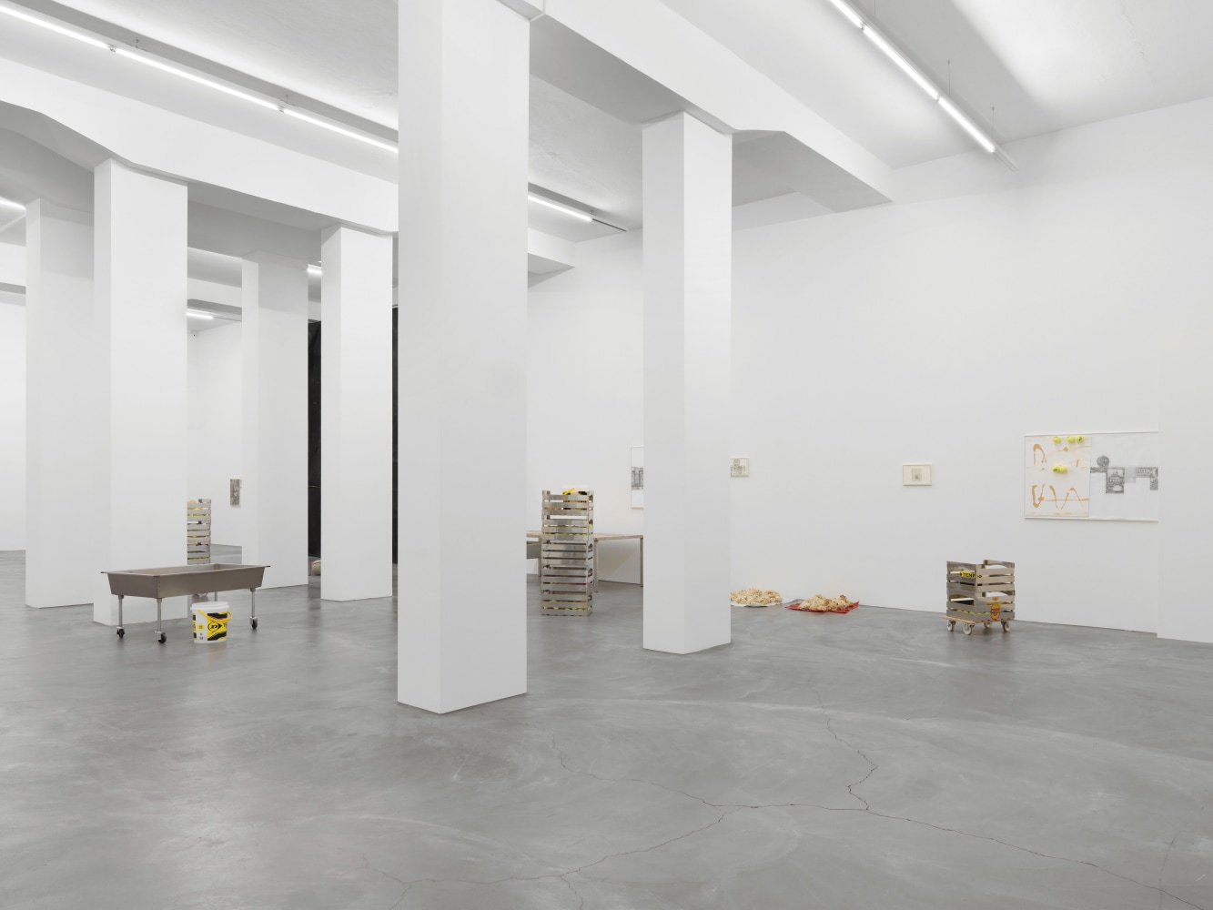 Installation view of paintings and sculptures group exhibition