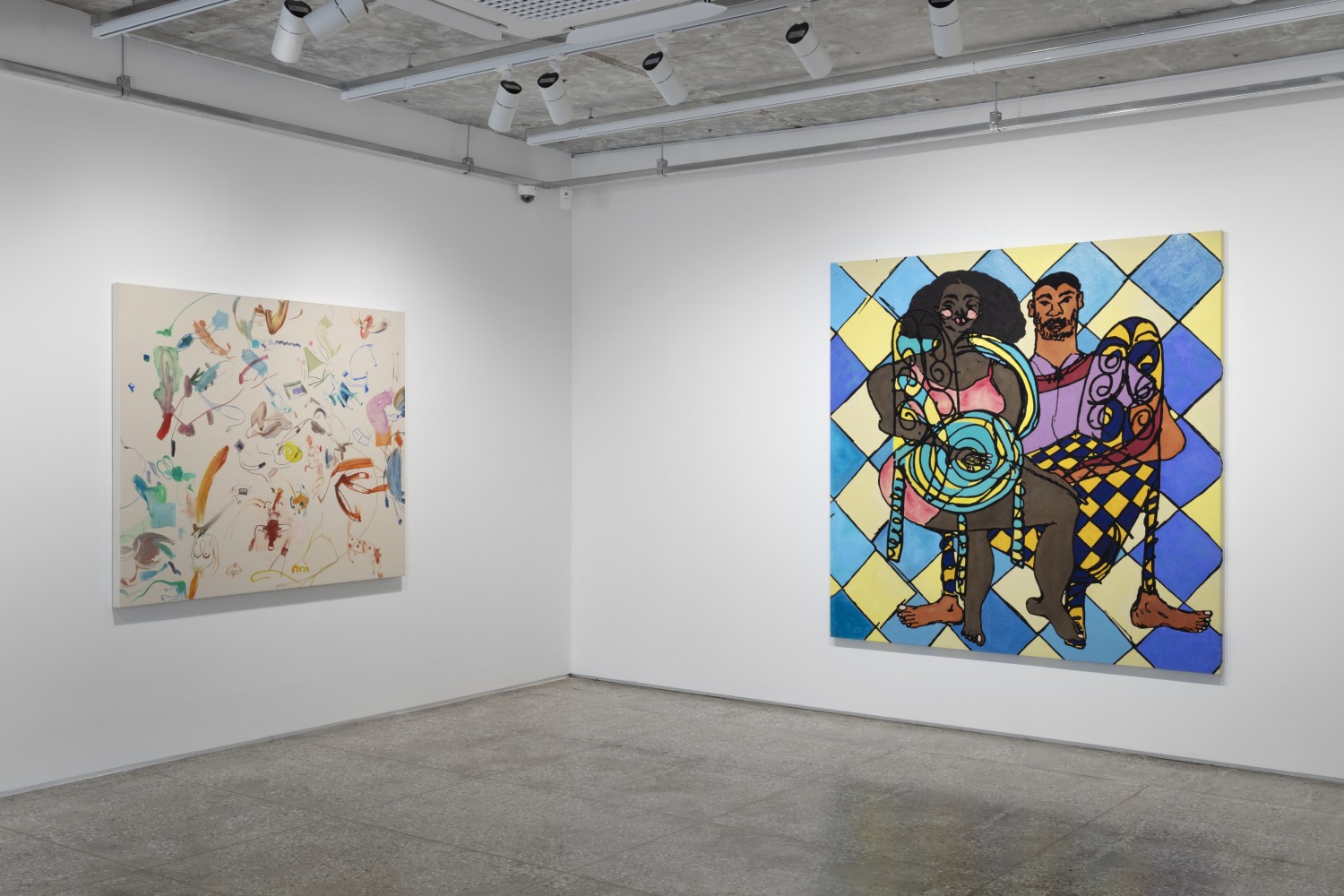 Installation view, Jean-Marie Appriou, Martin Boyce, Austin Eddy, Amy Feldman, Louisa Gagliardi, Matthew Angelo Harrison, Shara Hughes, Wyatt Kahn, Sofia Mitsola, Chemu Ng&amp;rsquo;Ok, Tobias Pils, Tschabalala Self, Sue Williams, Galerie Eva Presenhuber, Taxa, Seoul, 2023
&amp;copy; the artists
Courtesy the artists and Galerie Eva Presenhuber, Zurich / Vienna
Photo: Sebastiano Pellion di Persano