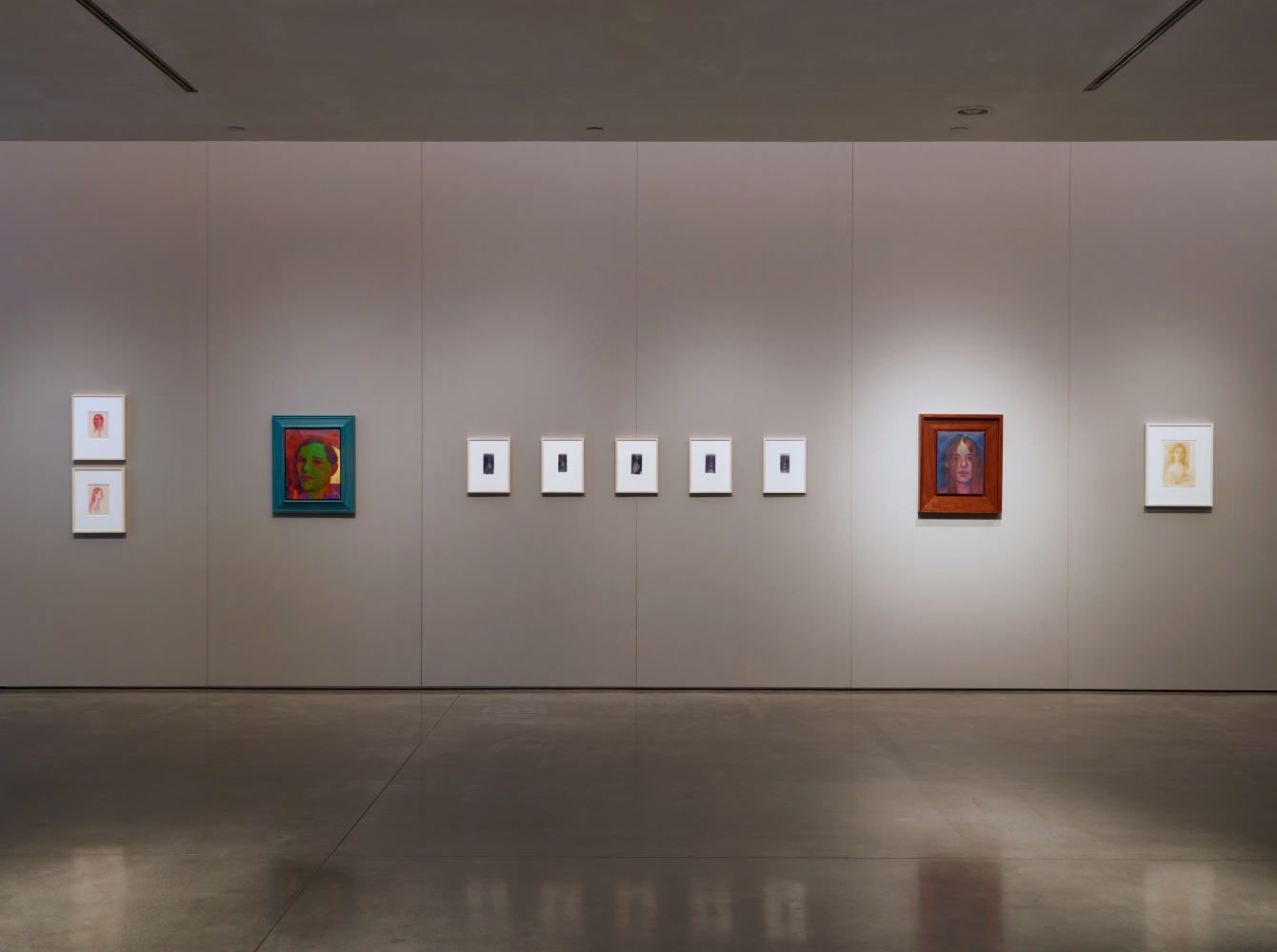 Installation view of paintings and drawings by Steven Shearer
