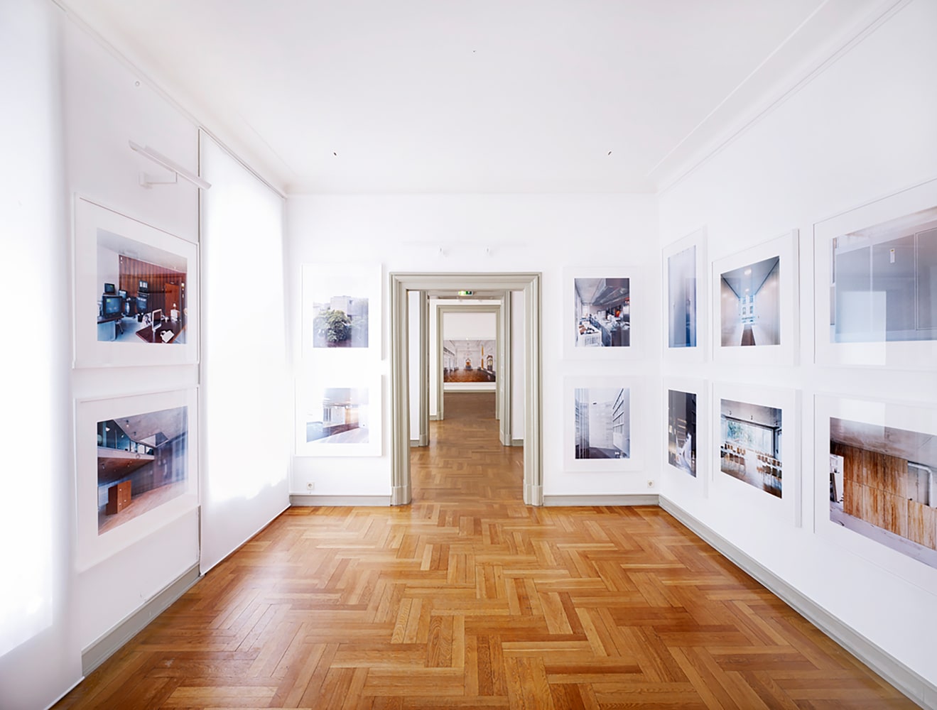Installation view of photographs by Candida Höfer