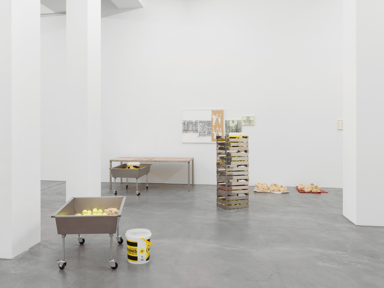 Installation view of paintings and sculptures group exhibition