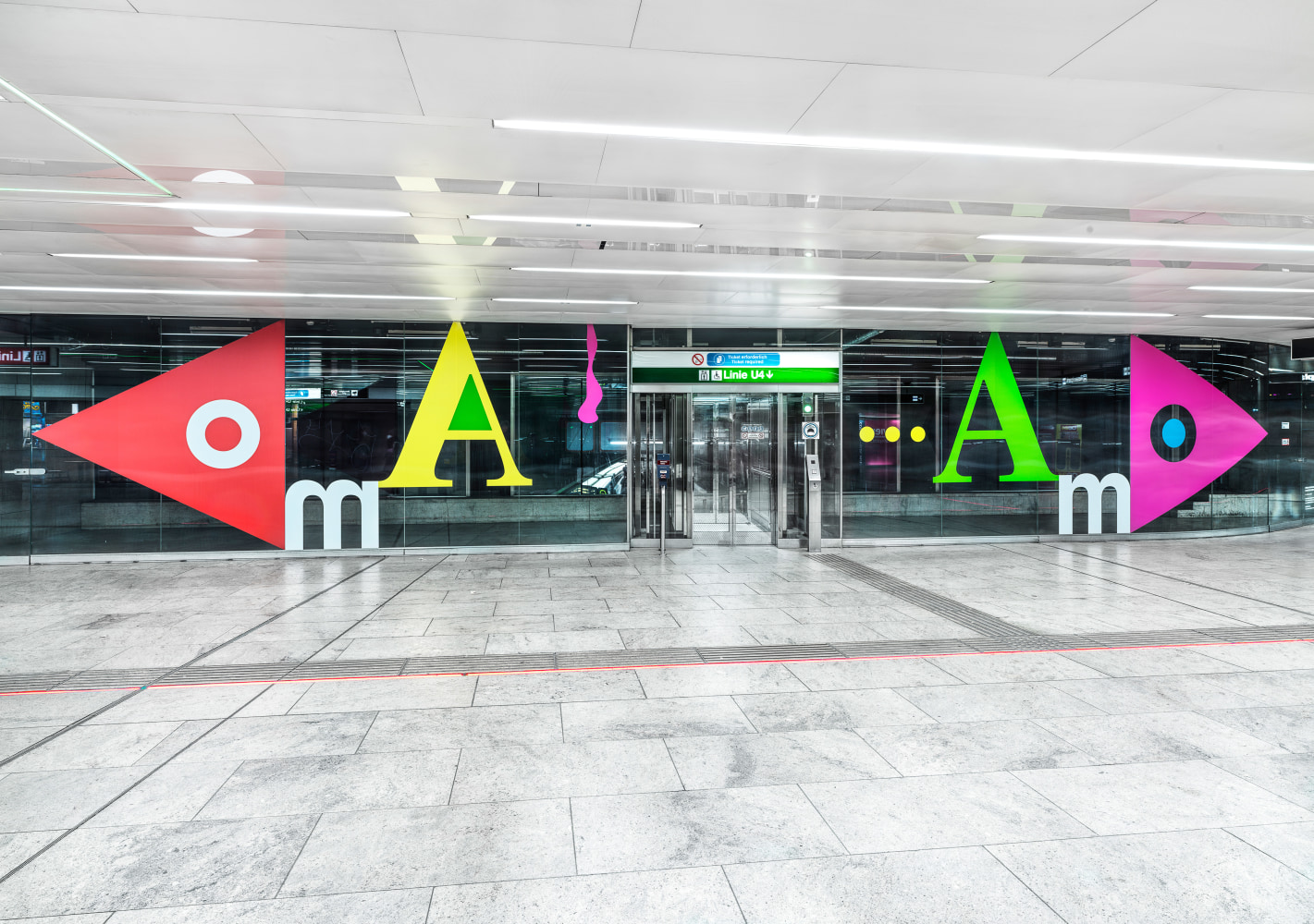 Installation view of wall works by Gerwald Rockenschaub