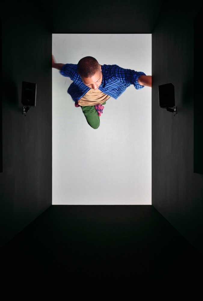 Installation view of video work by Adam Pendleton