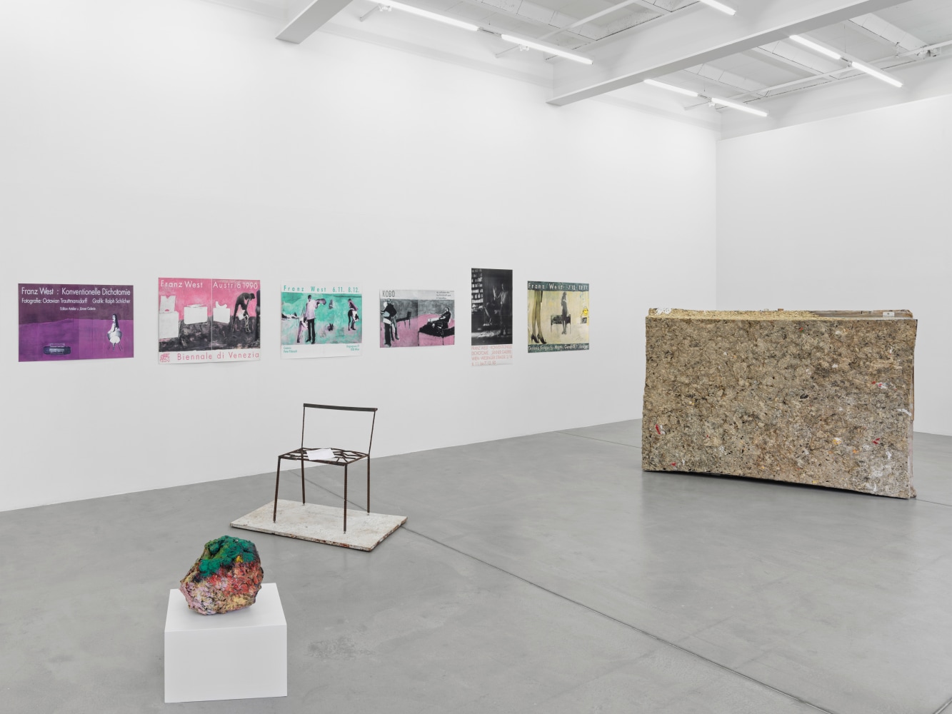 Installation view, Franz West, Die fr&amp;uuml;hen Werke / Early Works, Galerie Eva Presenhuber, Maag Areal, Zurich, 2025