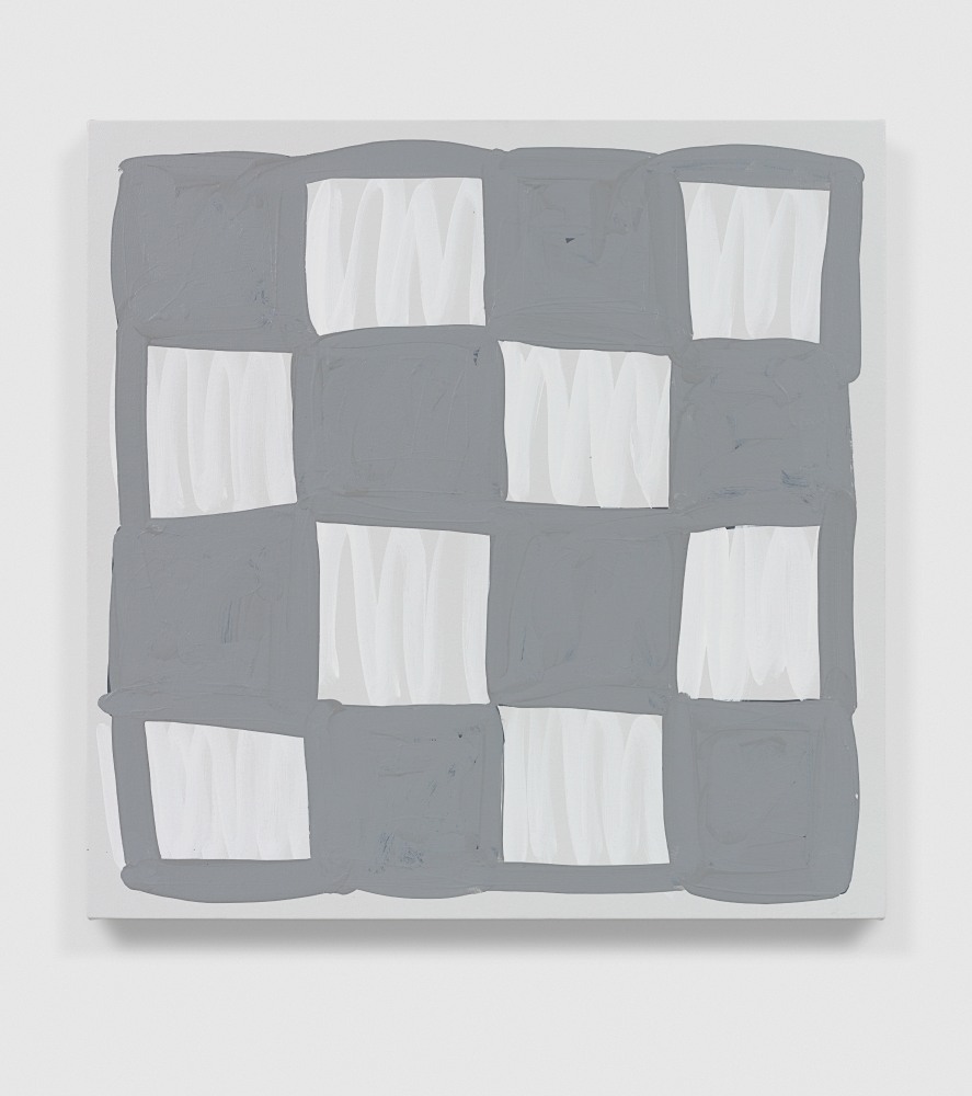 Greyscale painting of forms by Amy Feldman