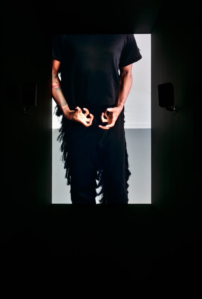 Installation view of video work by Adam Pendleton