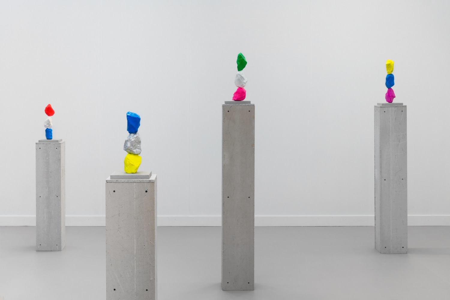 Installation view of sculptures by Ugo Rondinone
