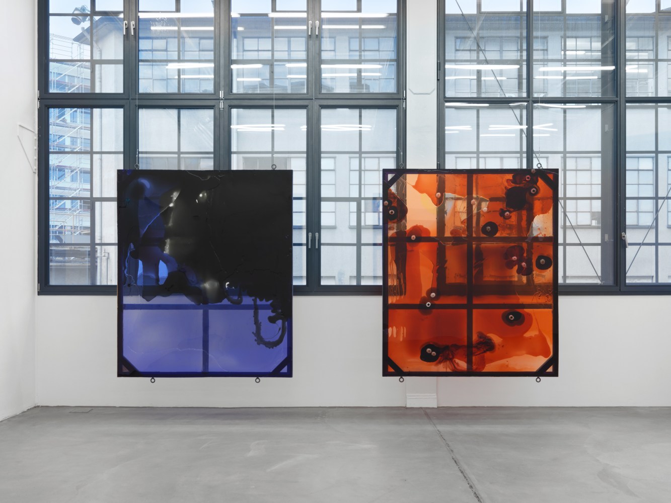 Installation view of Alex Hubbard urethane paintings exhibition