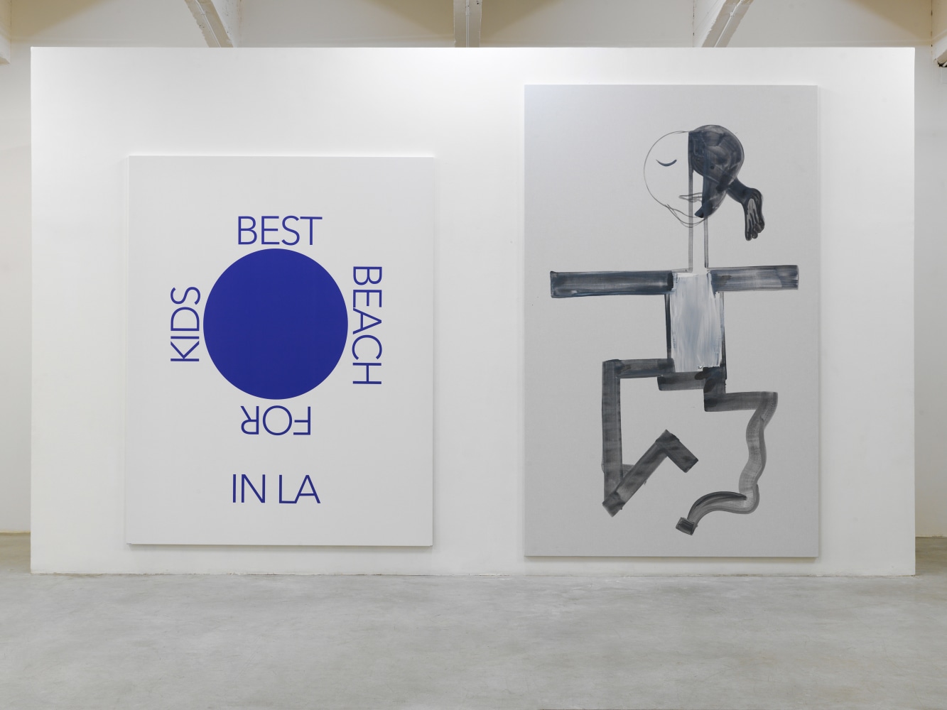 Installation view of paintings by Tobias Pils and Michael Williams