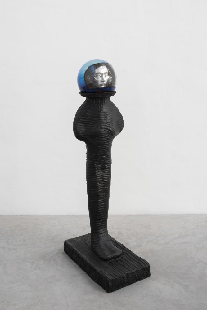 Jean-Marie Appriou Standing Astronaut II (opaline) 2020 Bronze, aluminum, glass 118 x 33 x 52 cm / 46 1/2 x 13 x 20 1/2 in