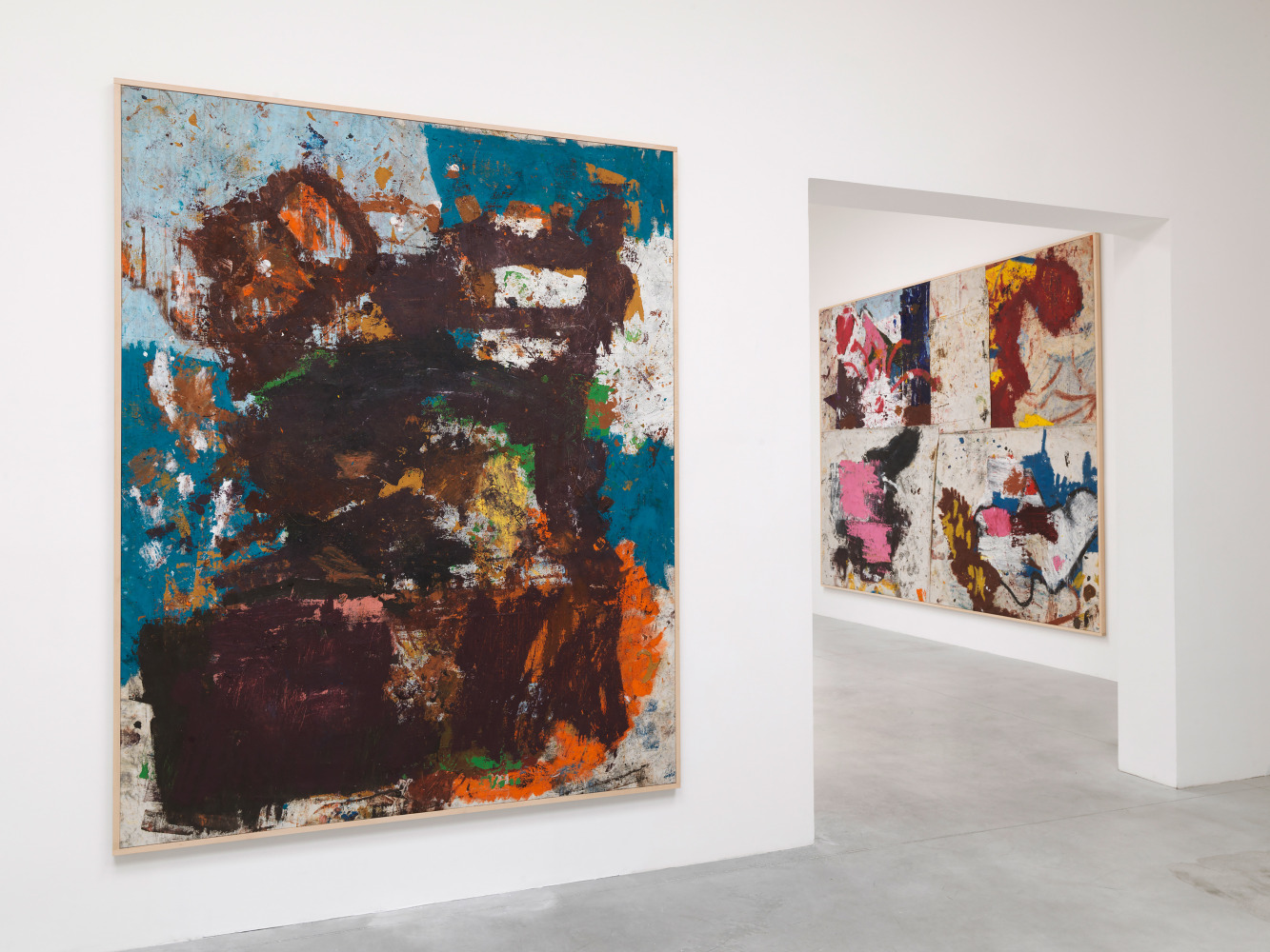 Installation view of paintings by Joe Bradley