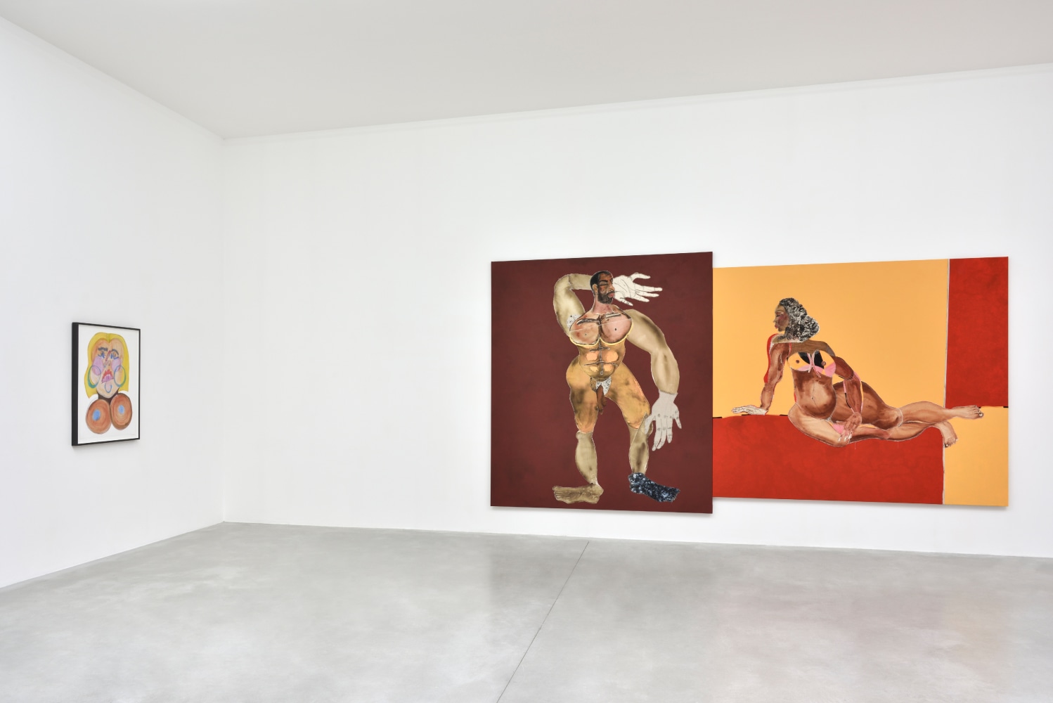 Installation view of paintings by Tschabalala Self