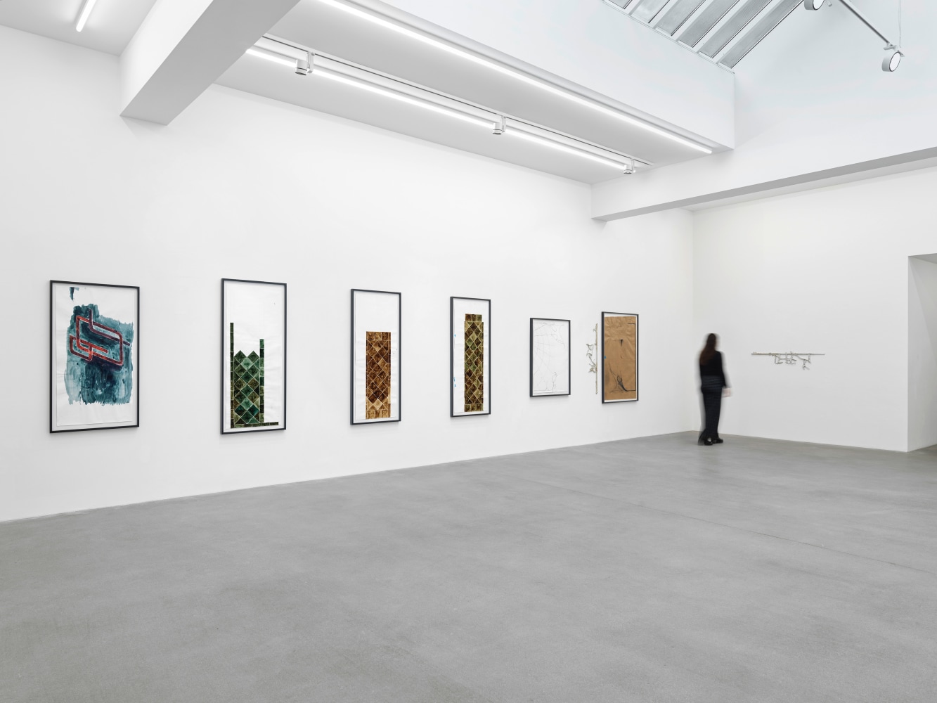 Installation view, Matias Faldbakken, Abstracts and Pewter Abstracts, Galerie Eva Presenhuber, Waldmannstrasse, Zurich, 2025