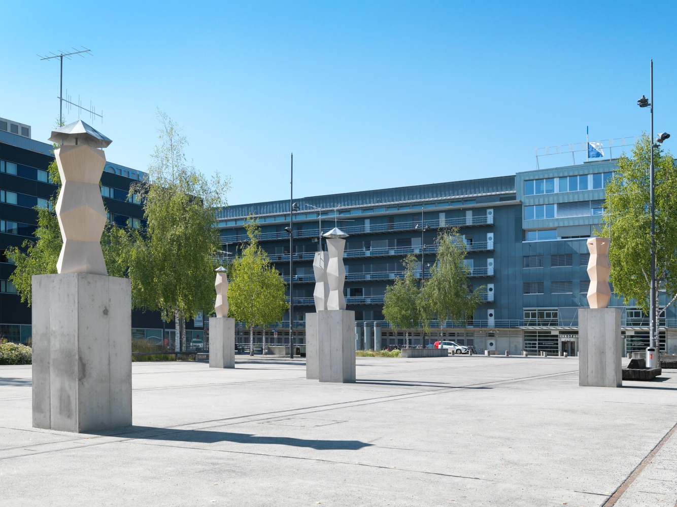 Installation view of sculptures by Martin Boyce