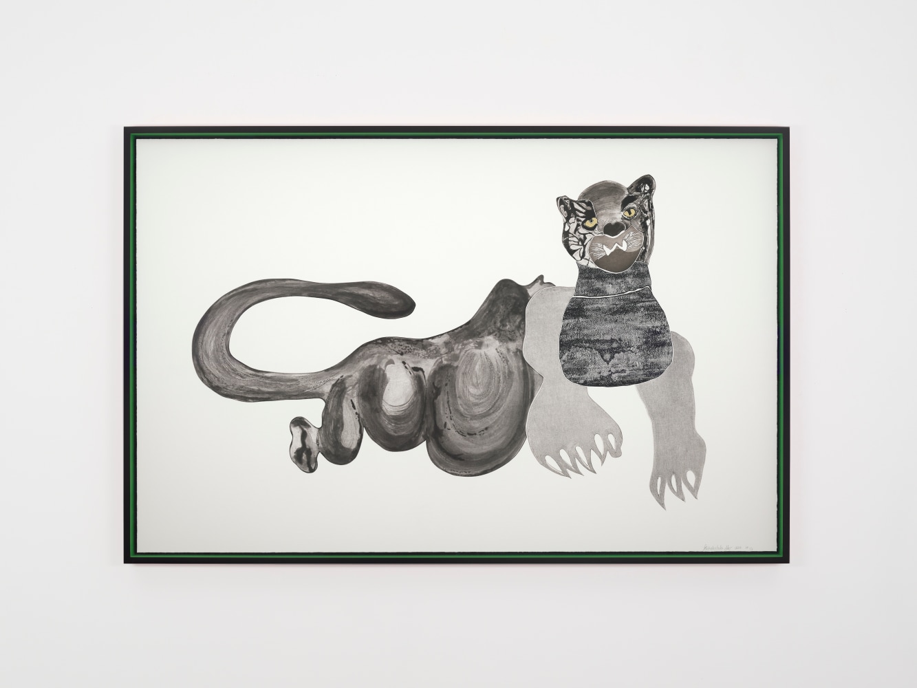 TSCHABALALA SELF

Black Panther

2022

Etching with gold leaf in artist designed frame

Edition of 15 + 3 AP

Sheet 112 x 172.5 cm / 44 x 68 in

Frame 117 x 178 x 8 cm / 46 1/8 x 70 1/8 x 3 1/8 in

SELF 57644