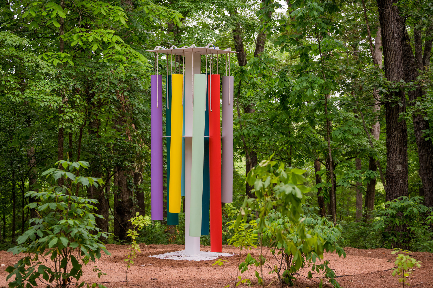 Installation view of sculpture by Sam Falls