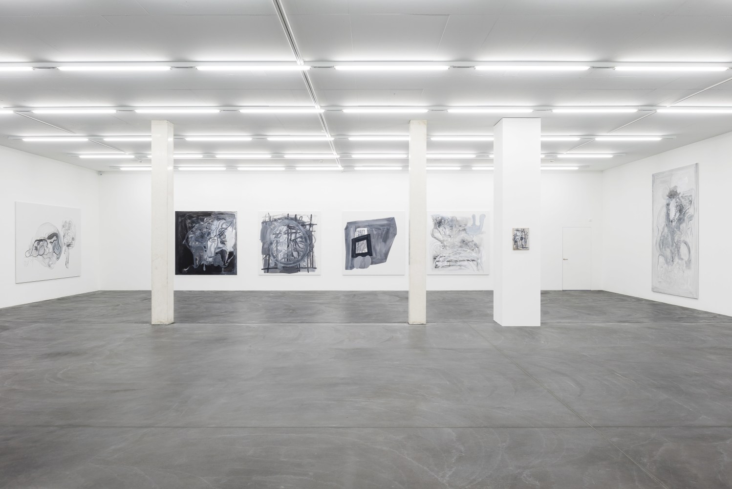 Installation view of Tobias Pils paintings and works on paper exhibition