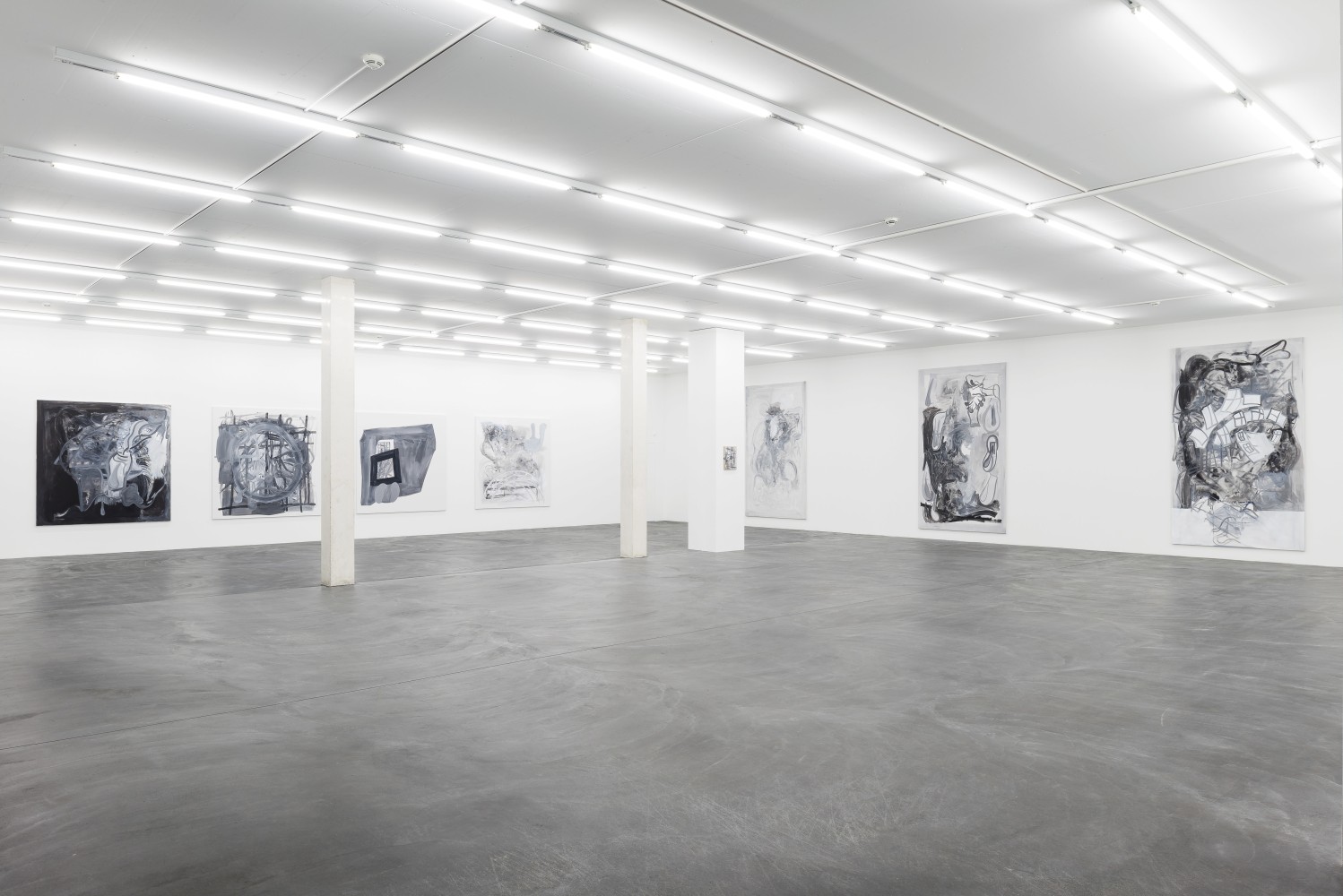 Installation view of Tobias Pils paintings and works on paper exhibition