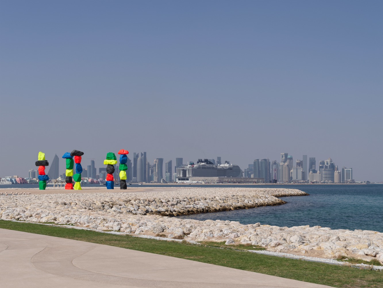 Installation view, Ugo Rondinone, Doha Mountains, Qatar Museum, Doha, Qatar, 2022