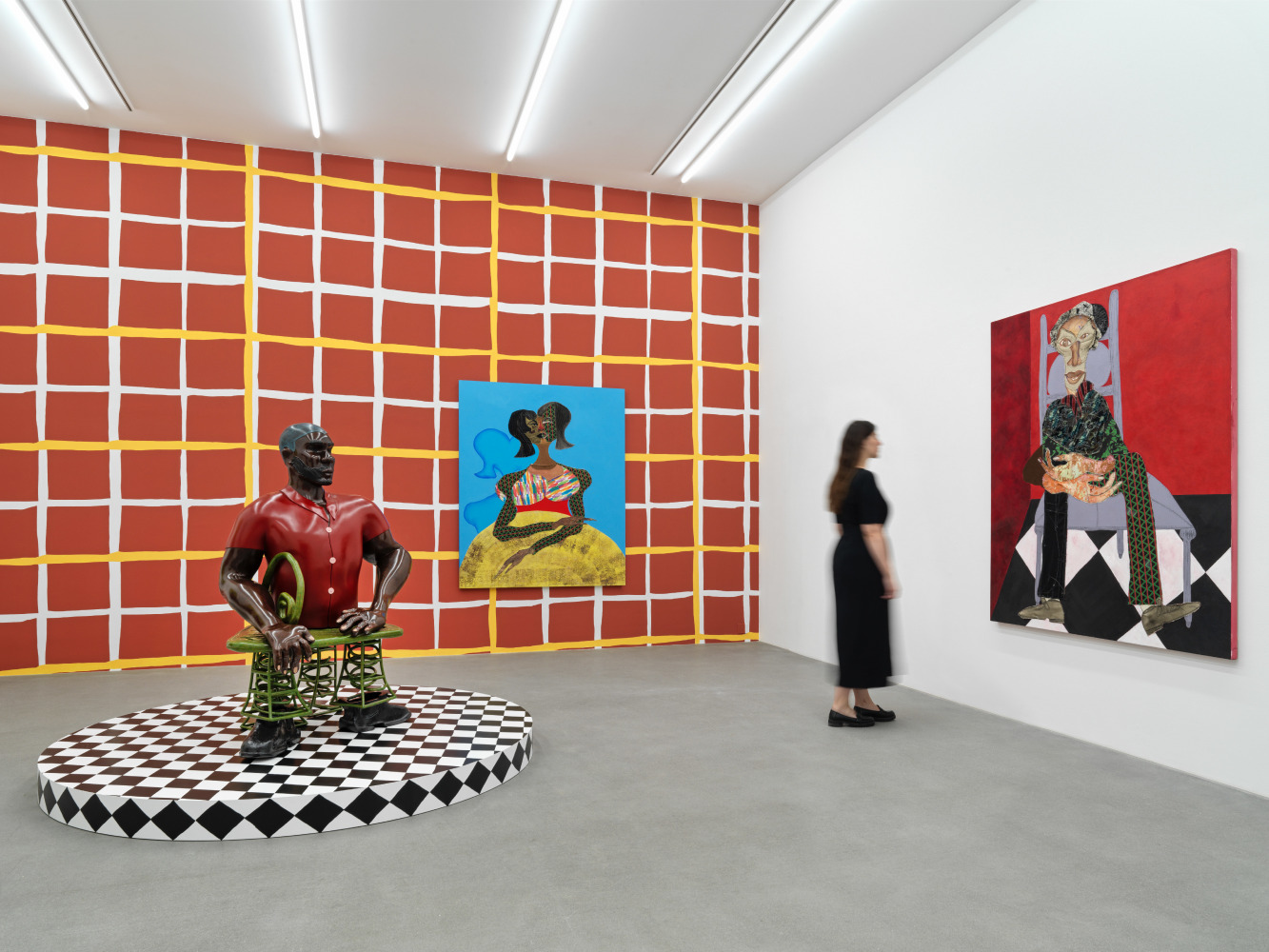 installation views of sculptures and paintings by Tschabalala Self