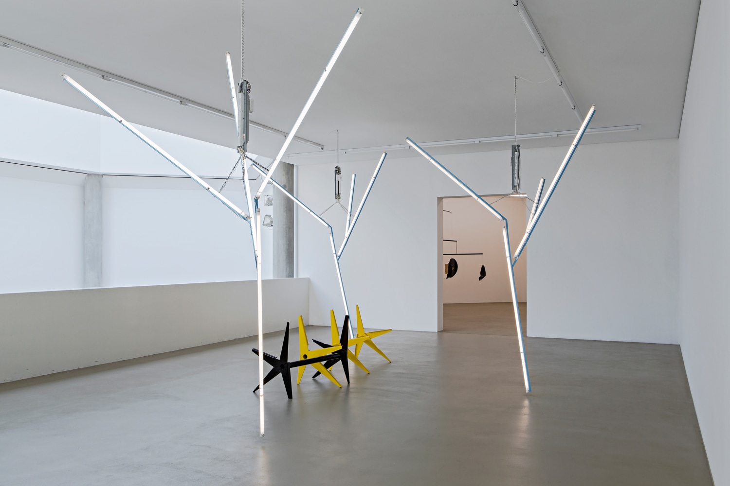 Installation view of sculptures by Martin Boyce